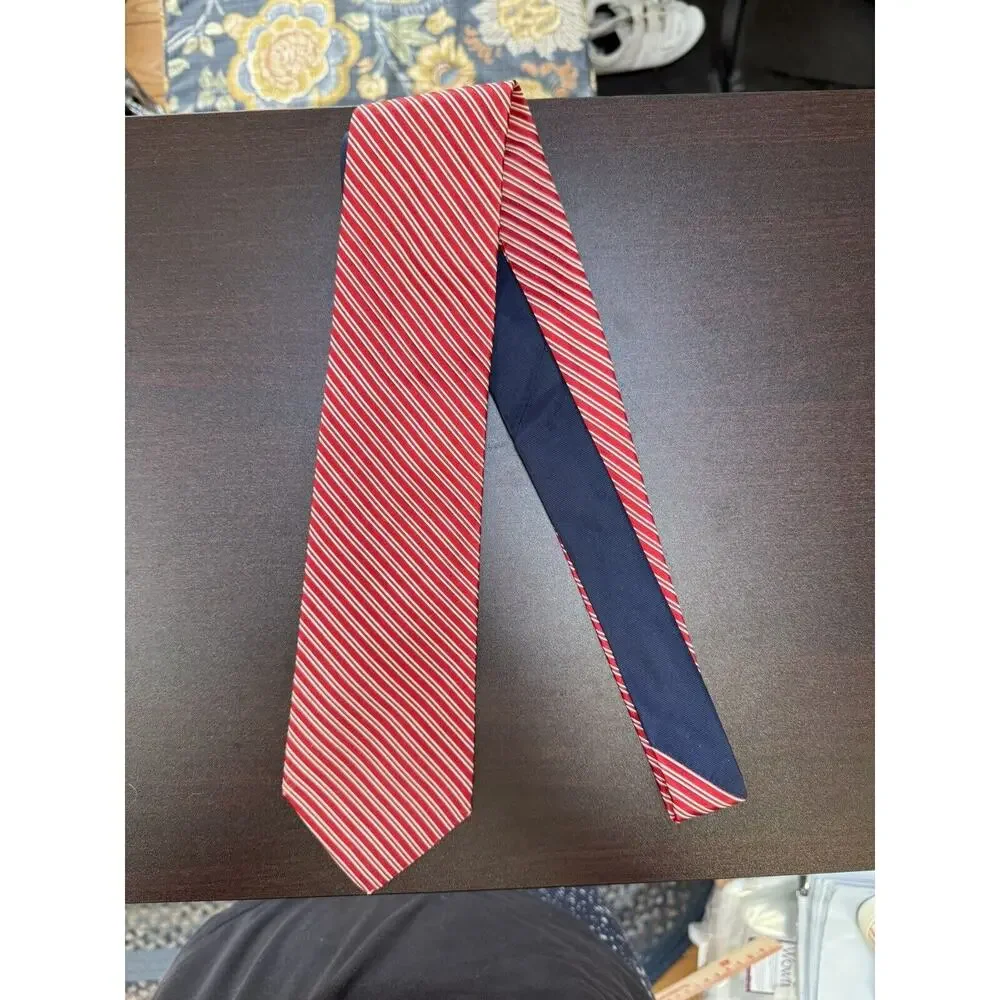 NWT Tommy Hilfiger Vintage 100%‎ Silk Necktie Red White Stripe Made In USA